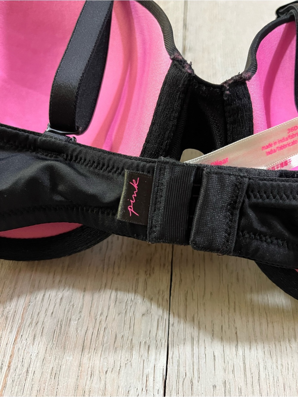 Victoria’s Secret PINK Wear Everywhere Push Up Black Pink Size 36D - Picture 3 of 7
